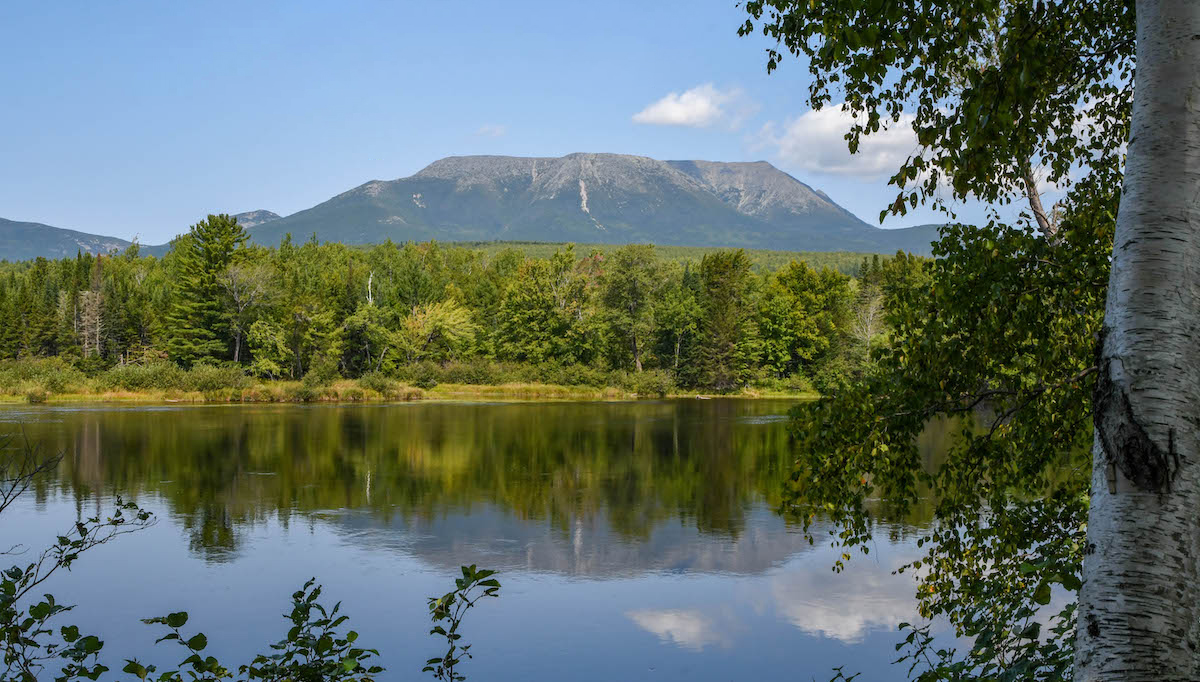 A photograph of Mount Katahdin in Spring